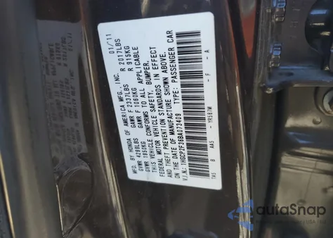 2011 Honda Accord Lx z USA, uszkodzony, nr VIN 1HGCP2F36BA073409